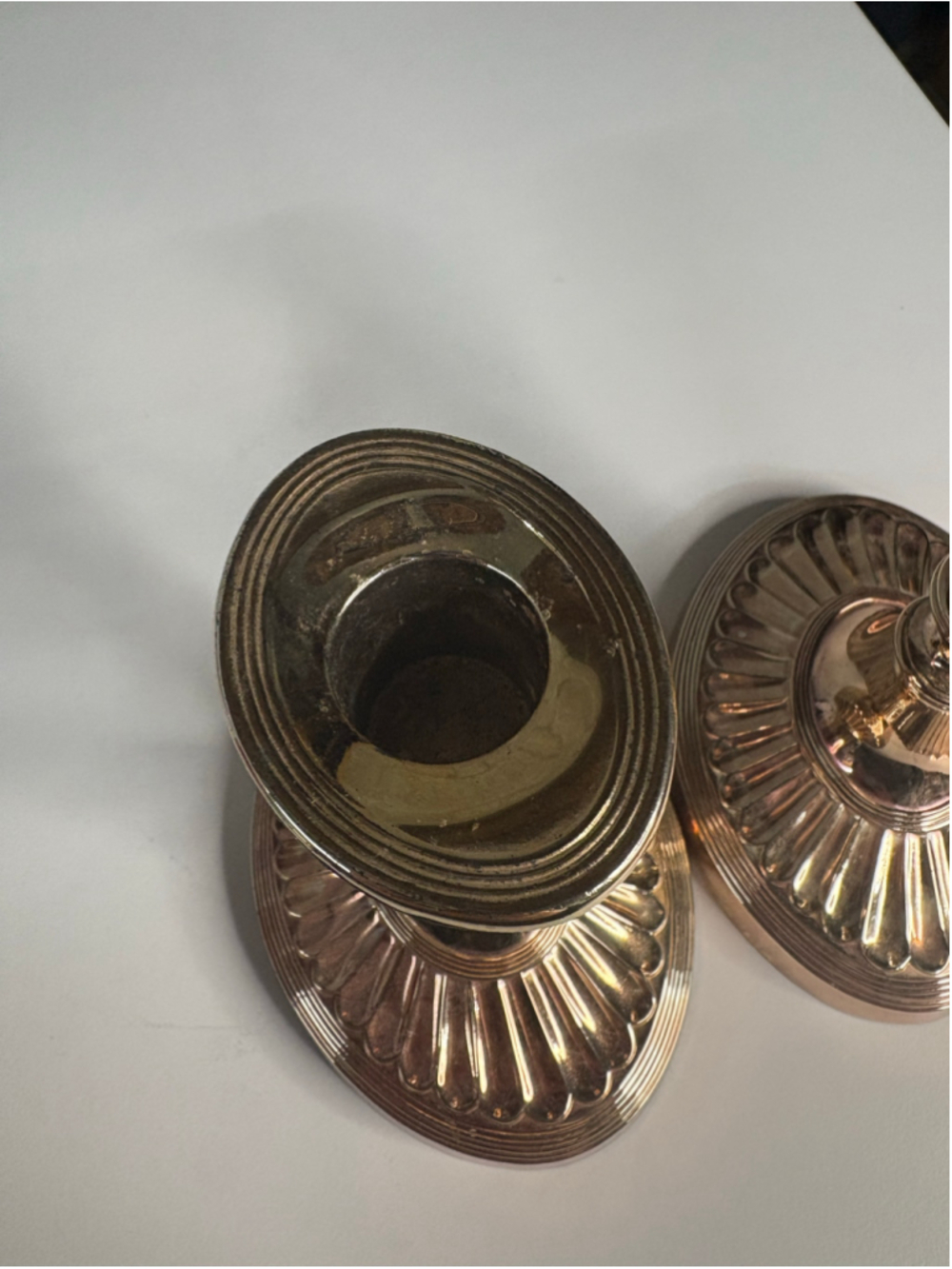 Vintage Pair Of Newport Gorham Japan Silverplate Candlesticks Oval Base - Picture 3 of 9